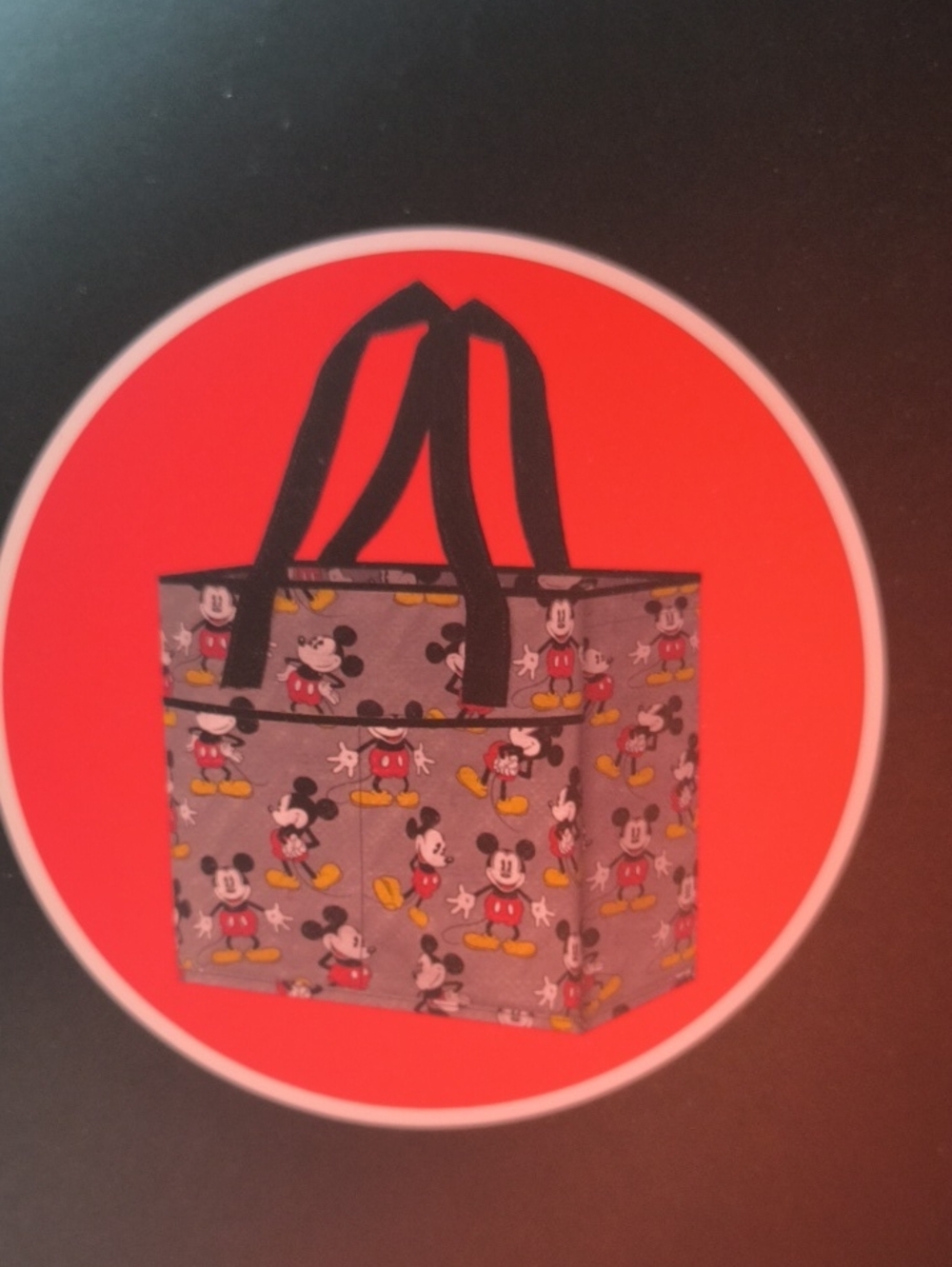 Disney Mickey Mouse Gray Tote Bag with Black Handles